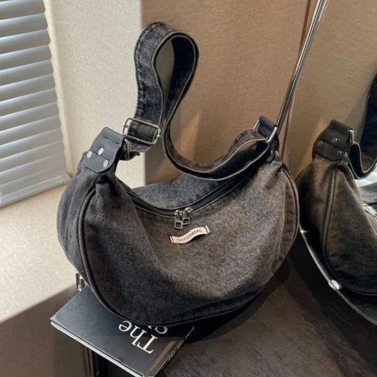 Denim Adjustable Strap Crossbody Shoulder Bag