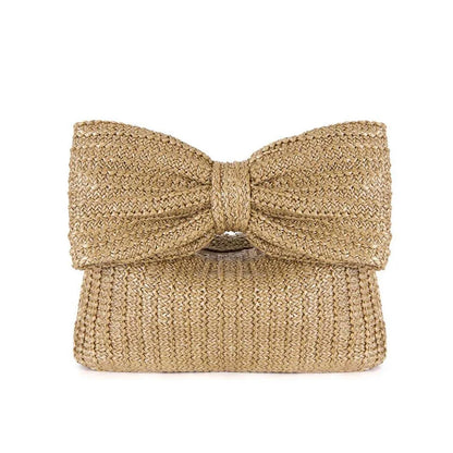 Bow Handbag Straw Clutch Wristlet