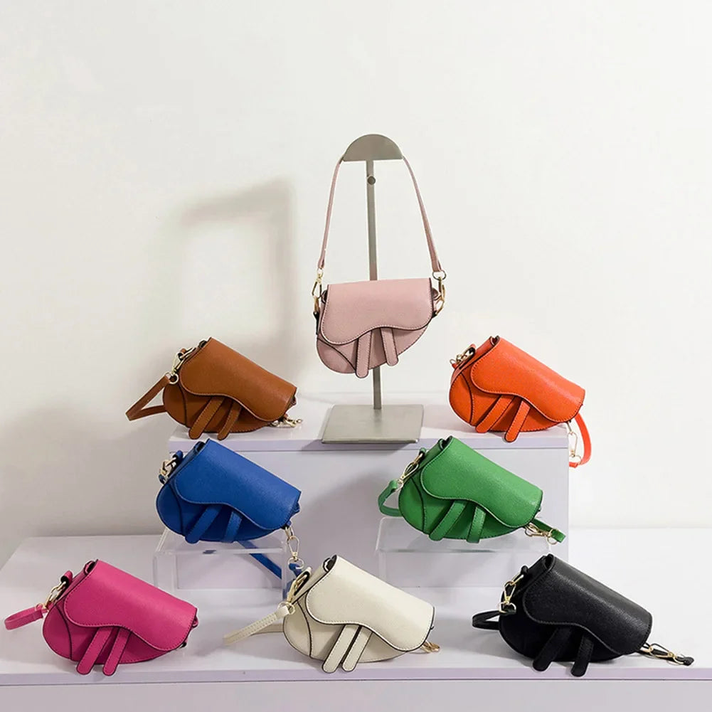 Fashion Mini Handbag Zipper Messenger Saddle Solid Color Bag
