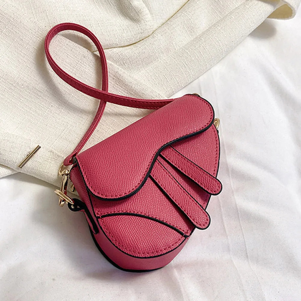 Fashion Mini Handbag Zipper Messenger Saddle Solid Color Bag