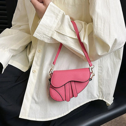 Fashion Mini Handbag Zipper Messenger Saddle Solid Color Bag