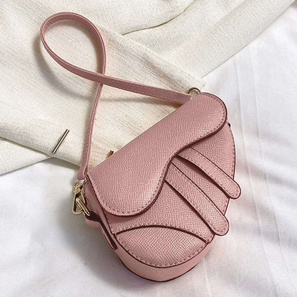 Fashion Mini Handbag Zipper Messenger Saddle Solid Color Bag