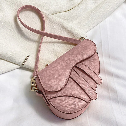 Fashion Mini Handbag Zipper Messenger Saddle Solid Color Bag