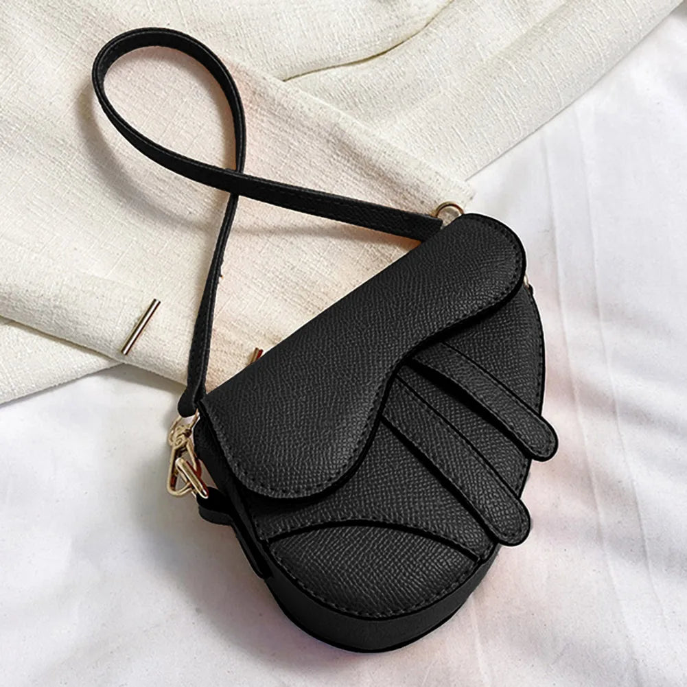 Fashion Mini Handbag Zipper Messenger Saddle Solid Color Bag