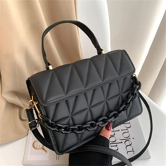 Fashion PU Leather Square Crossbody Handbag