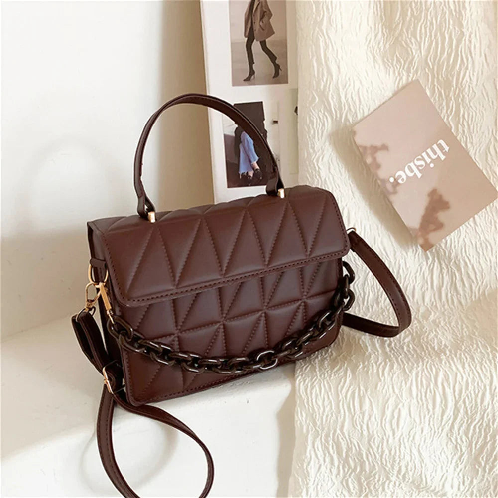Fashion PU Leather Square Crossbody Handbag