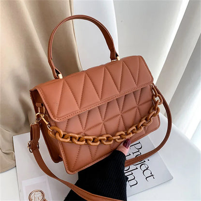 Fashion PU Leather Square Crossbody Handbag