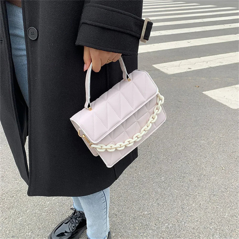 Fashion PU Leather Square Crossbody Handbag