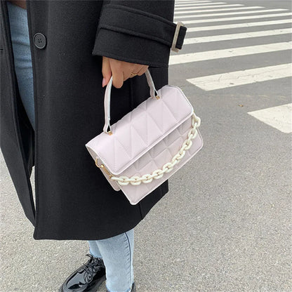 Fashion PU Leather Square Crossbody Handbag