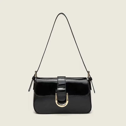 Adjustable Strap Patent Leather Satchel Bag