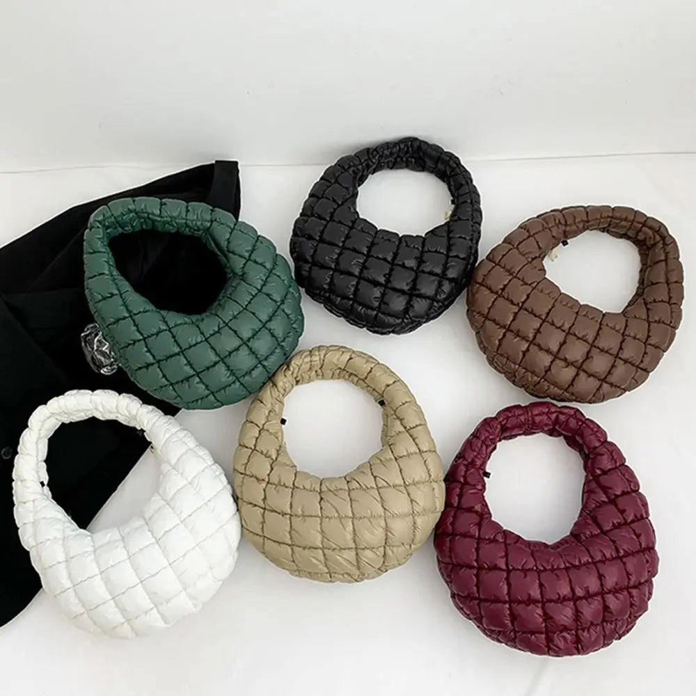 Small Quilted Tote Cotton Padded Shoulder Handbag