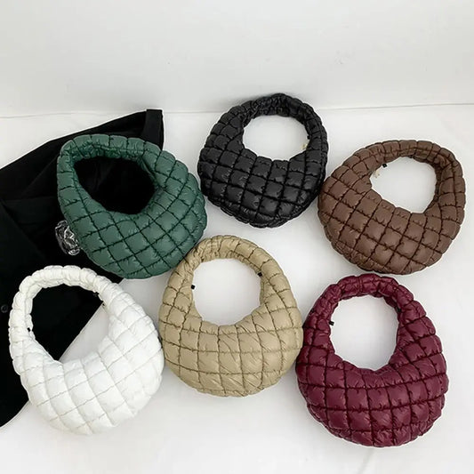 Small Quilted Tote Cotton Padded Shoulder Handbag