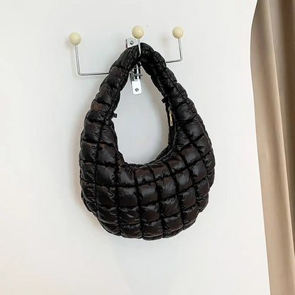 Small Quilted Tote Cotton Padded Shoulder Handbag