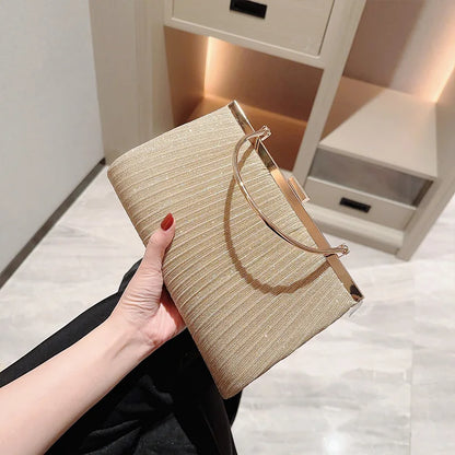 Glitter Luxury Apricot Evening Clutch Chain Shoulder Bag