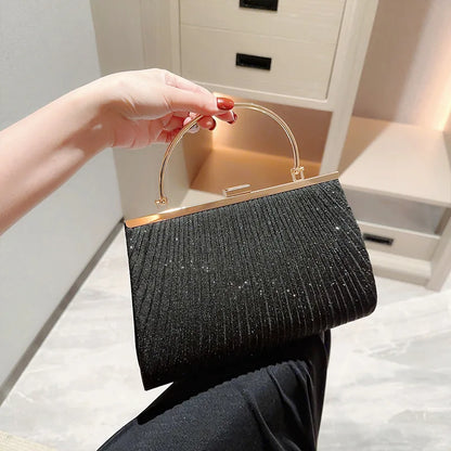 Glitter Luxury Apricot Evening Clutch Chain Shoulder Bag