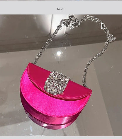 Glittering Crystal Satin Evening Clutch Wedding Purse
