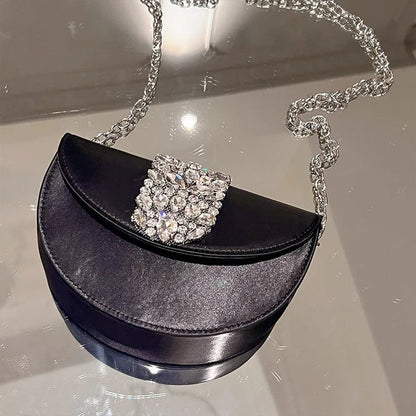 Glittering Crystal Satin Evening Clutch Wedding Purse