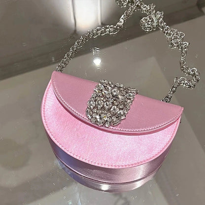 Glittering Crystal Satin Evening Clutch Wedding Purse