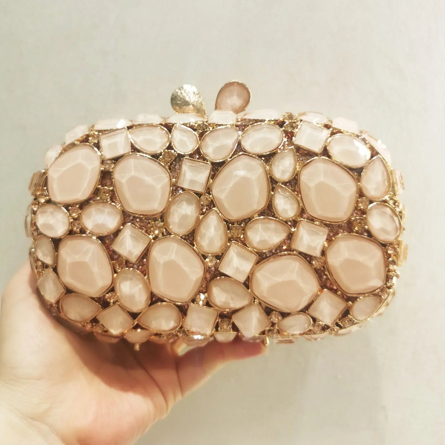 Gold/Silver Crystal Evening Clutch Wristlet