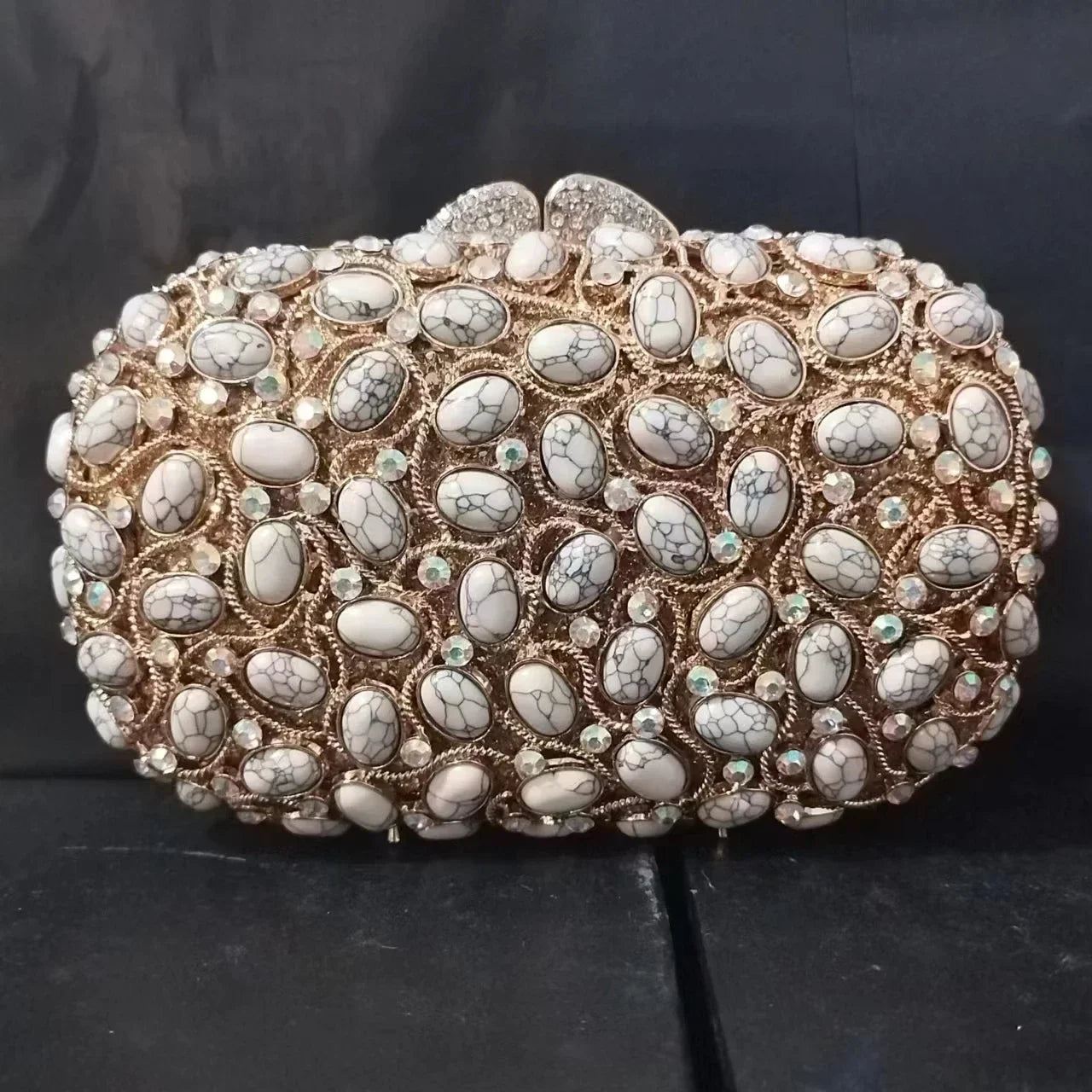 Gold/Silver Crystal Evening Clutch Wristlet