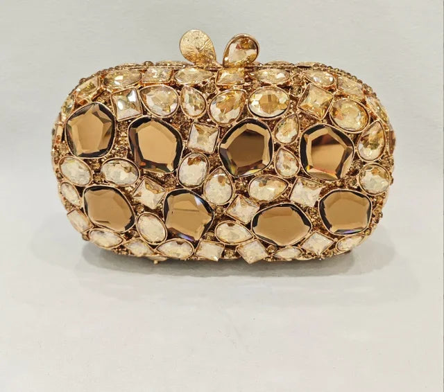 Gold/Silver Crystal Evening Clutch Wristlet