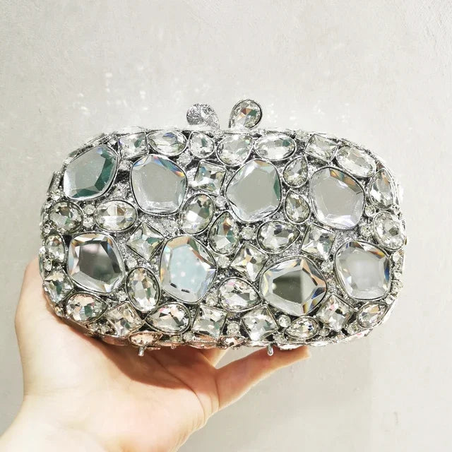 Gold/Silver Crystal Evening Clutch Wristlet