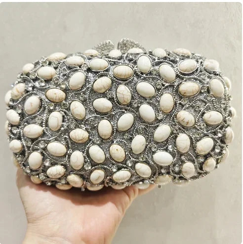 Gold/Silver Crystal Evening Clutch Wristlet