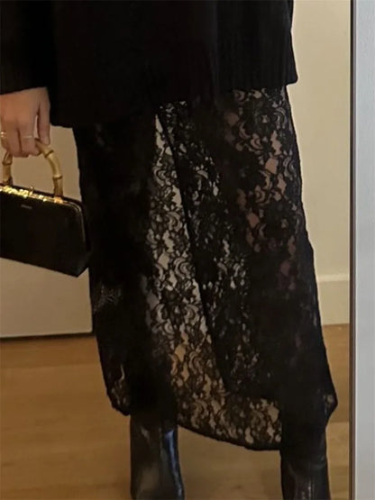 Patchwork See-Through Maxi Skirt