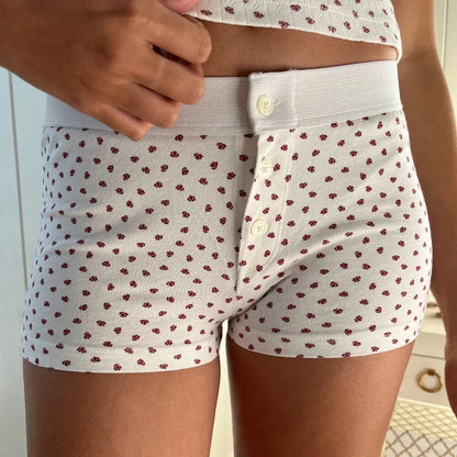 Floral Button Low-Rise Short