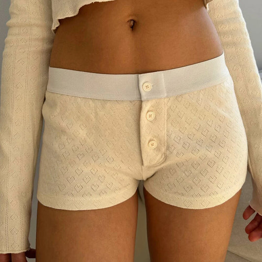 Floral Button Low-Rise Short