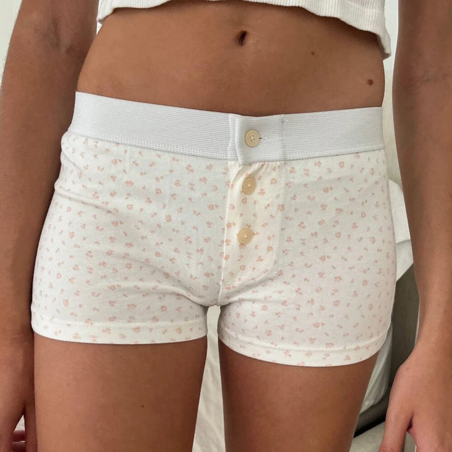 Floral Button Low-Rise Short
