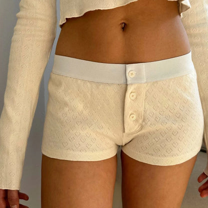 Floral Button Low-Rise Short