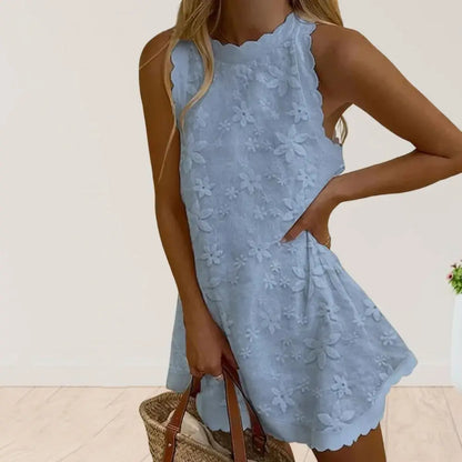 Floral Off-Shoulder Embroidery Loose Hem Floral Dress