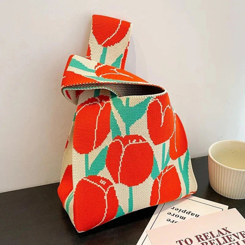 Mini Knot Handmade Knitted Bucket Handbag