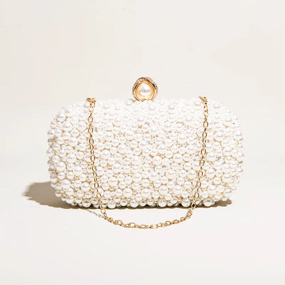 Pearl Crystal Beaded Evening Wristlet