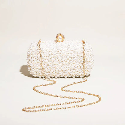 Pearl Crystal Beaded Evening Wristlet