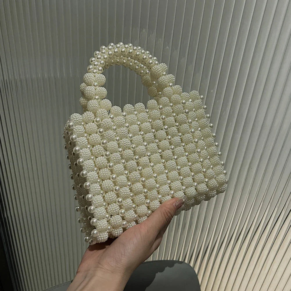 Handmade Pearl Beaded Evening Totes Wristlet