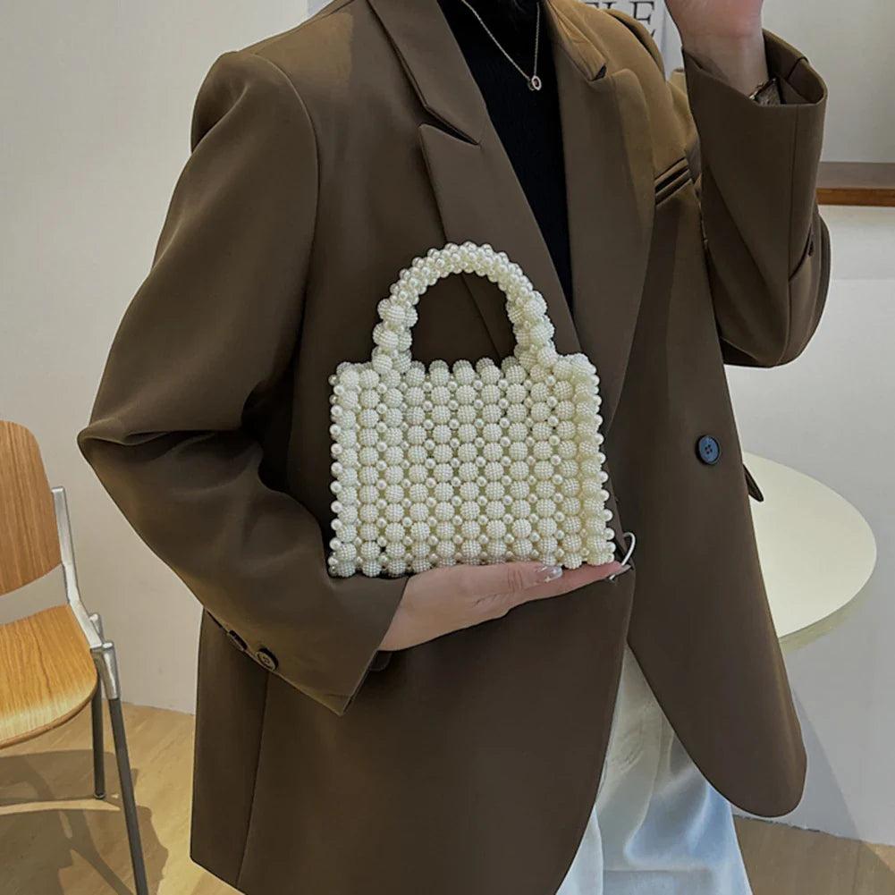 Handmade Pearl Beaded Evening Totes Wristlet