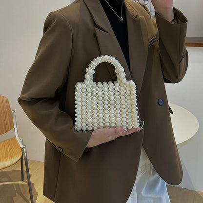 Handmade Pearl Beaded Evening Totes Wristlet