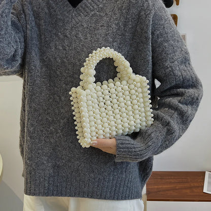 Handmade Pearl Beaded Evening Totes Wristlet