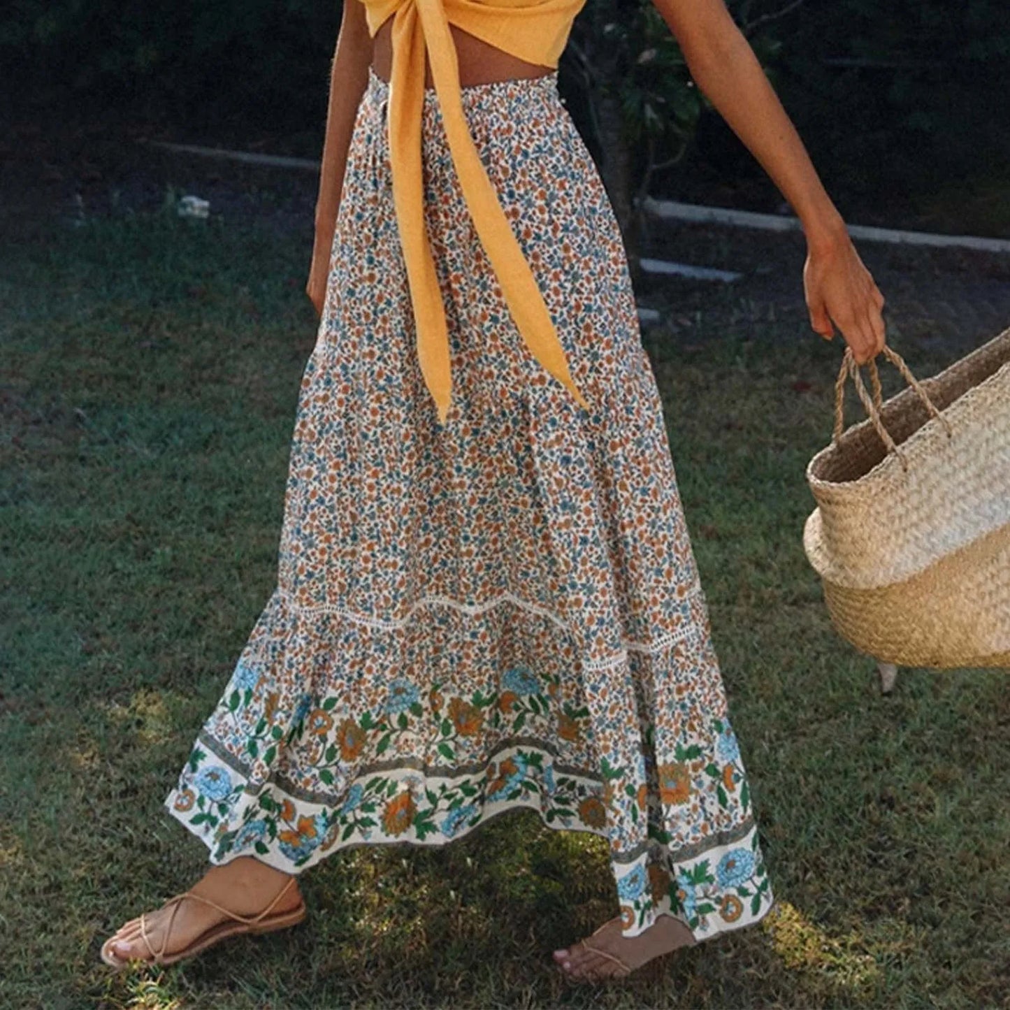 Bohemian Lace High Waist Slim Floral Skirt