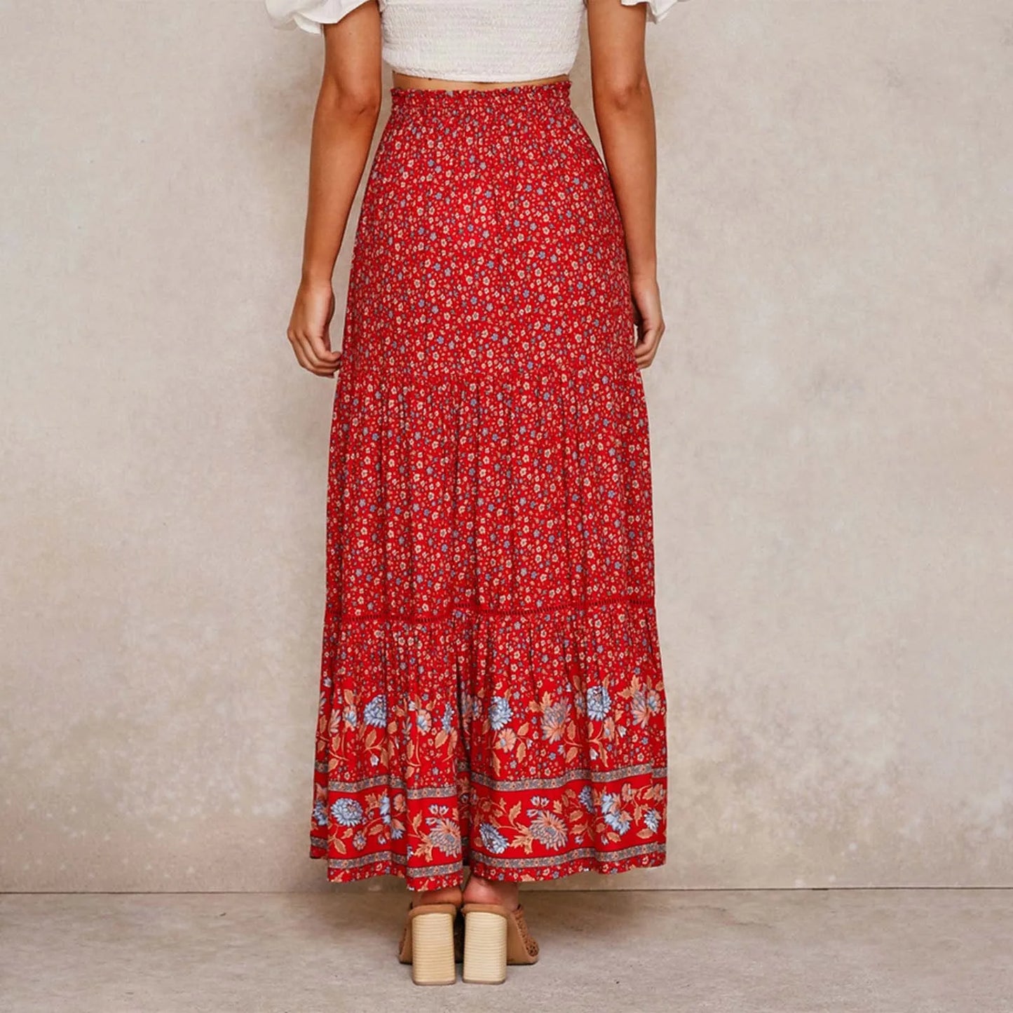 Bohemian Lace High Waist Slim Floral Skirt