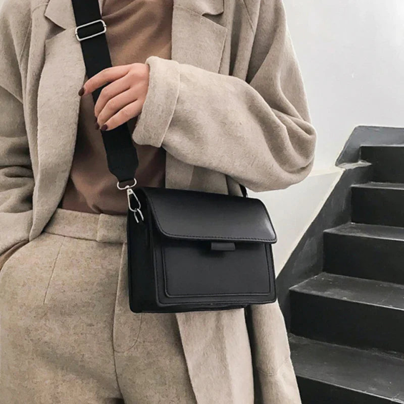 Retro Square Wide Strap Crossbody