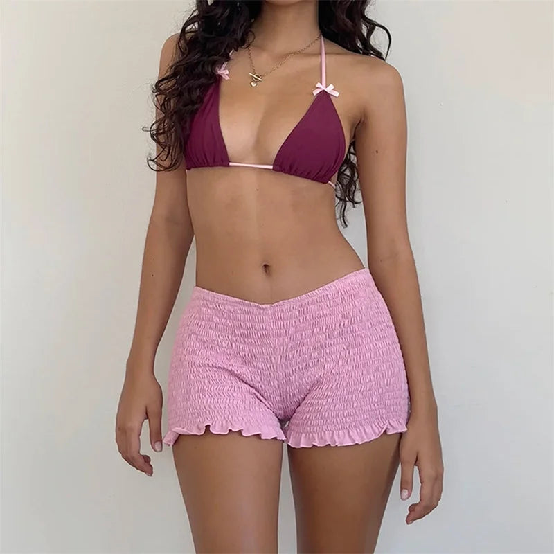Smocked Ruffled Elastic Waist Short