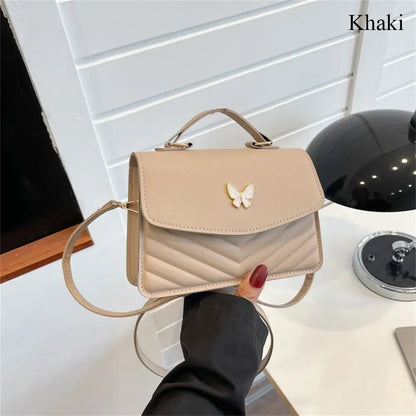 Stylish Butterfly Embroidery PU Leather Handbag