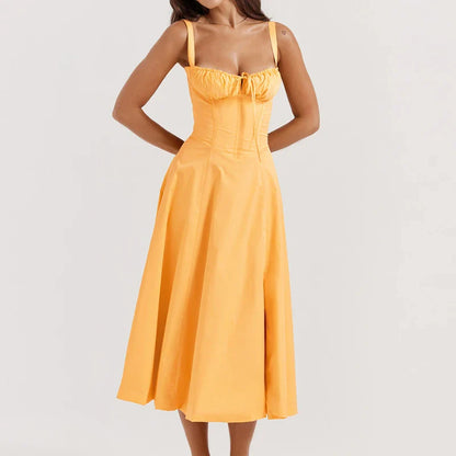 Boho Spaghetti Straps Tie Front Floral Dress