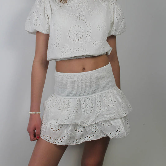 Pointelle Layered Ruffle Skirt