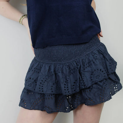 Pointelle Layered Ruffle Skirt