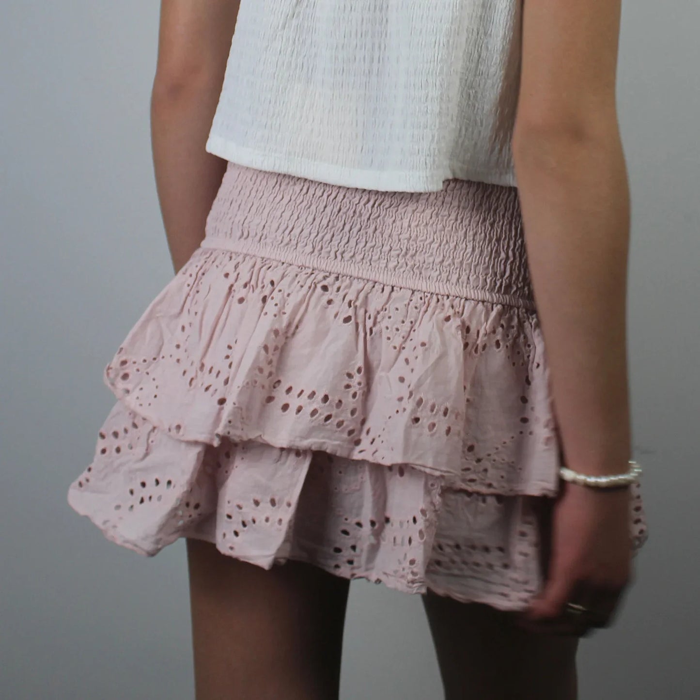 Pointelle Layered Ruffle Skirt