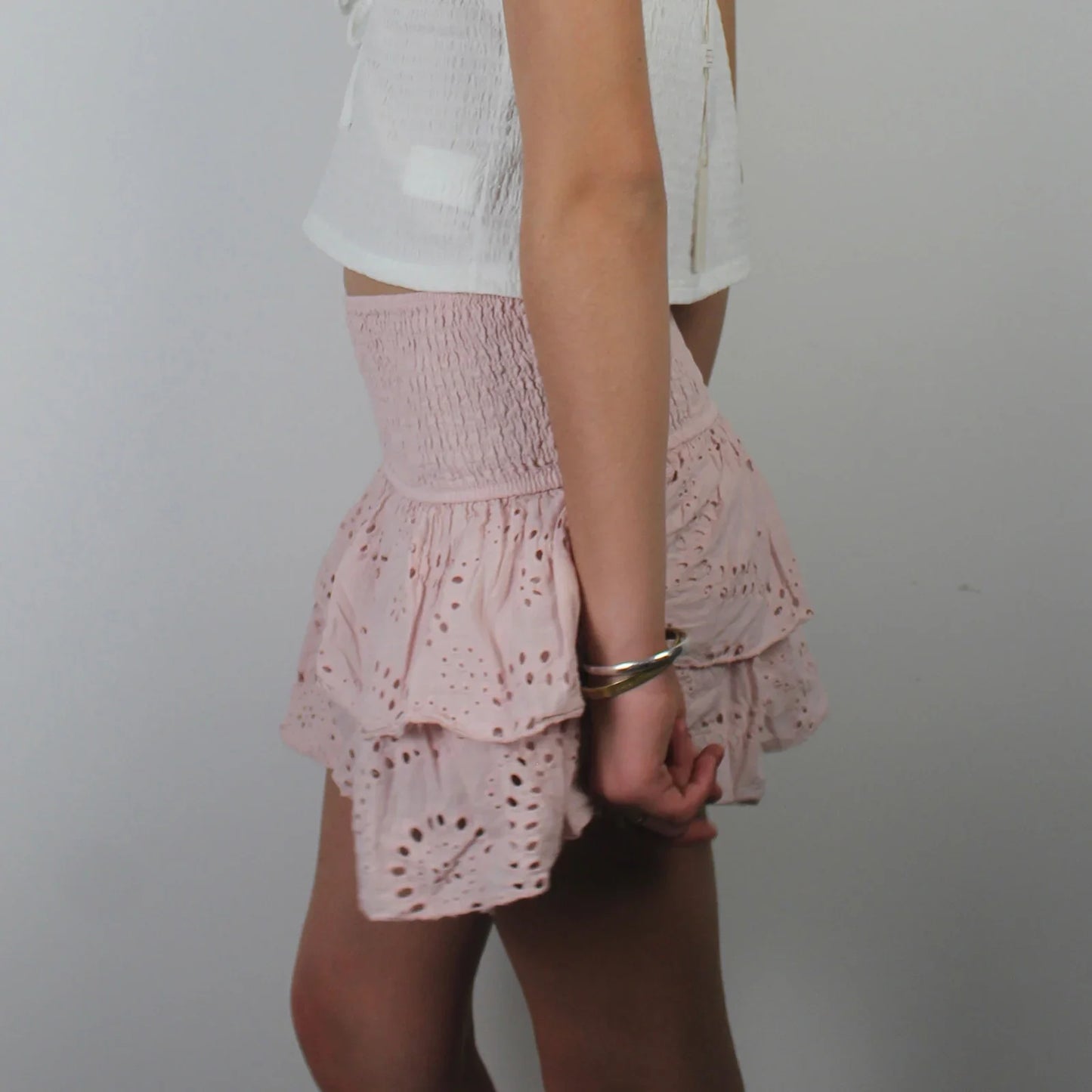 Pointelle Layered Ruffle Skirt